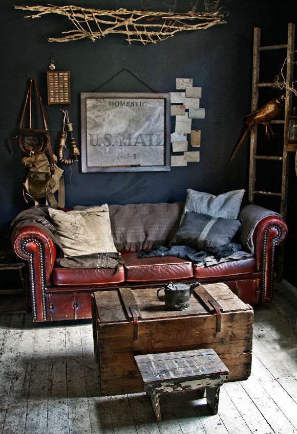 Dark paint and furniture can be used to create a room ideal for men