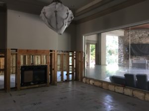 Living Room down to its studs after flooding