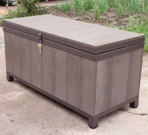 WPC Waterproof Outdoor Storage Bench from Alibaba is great for storage outside