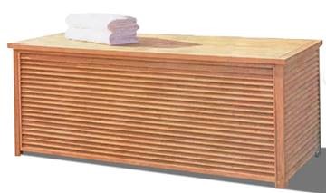 Wayfair's Grade A Solid Wood Deck Box in closed position