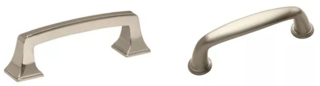 Two samples of Cabinet Hardware in similar finishes