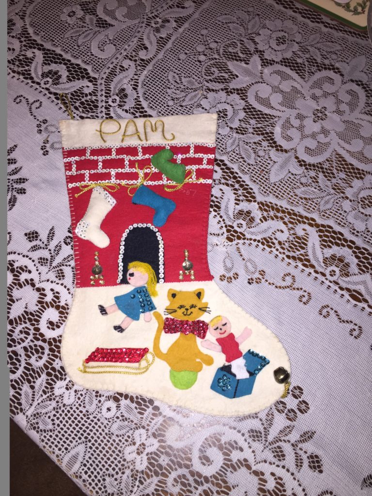 Homemade, vintage Christmas stocking