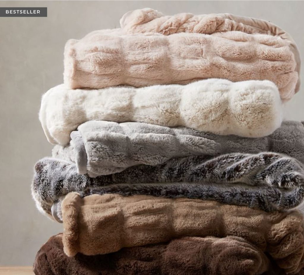 Faux Fur Ruched Throw Blanket from Pottery Barn