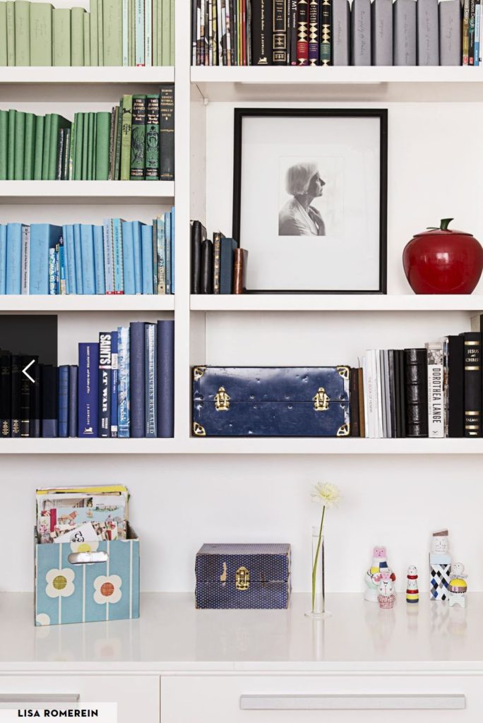 Tidy bookshelves during spring cleaning