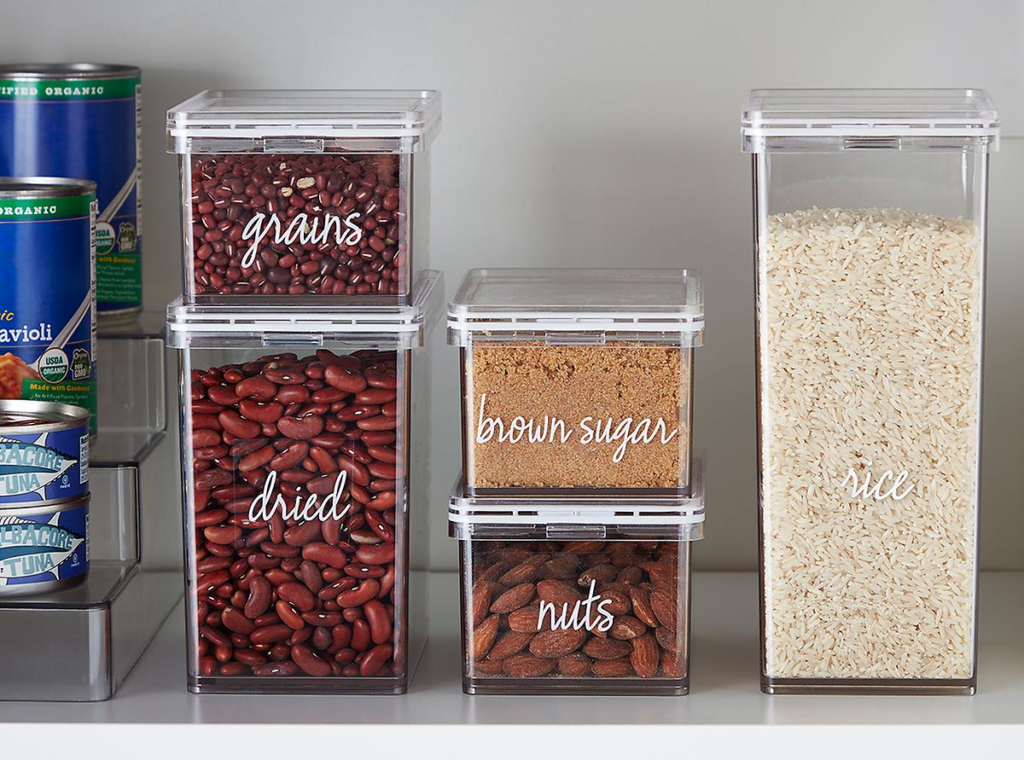 pantry and kitchen organization with clear containers