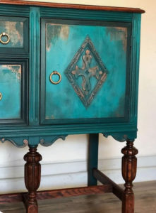 table painted turquoise