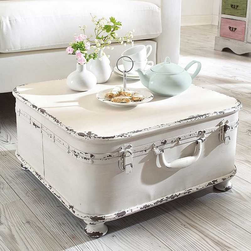 white washed trunk used as home decor