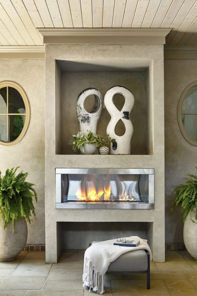 built in outdoor fireplace