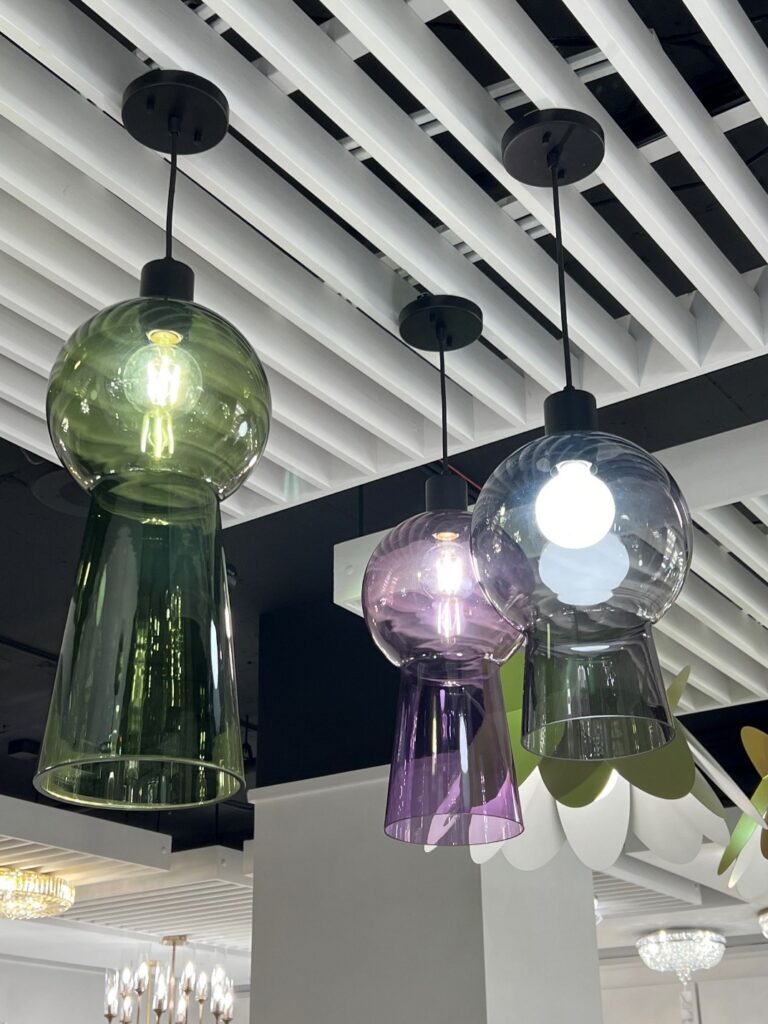 Multi-color glass globes at Kalco at High Point Furniture Market