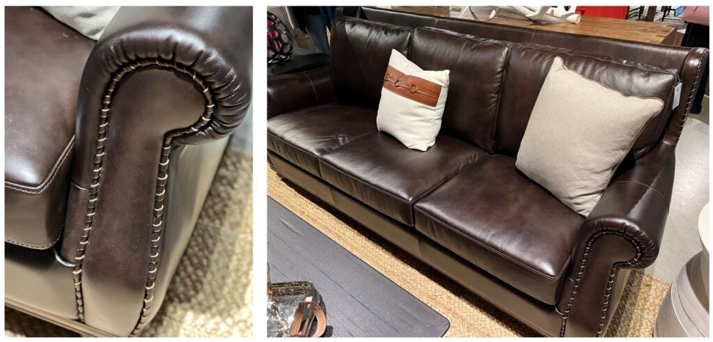 twisted leather on sofa as a design trend
