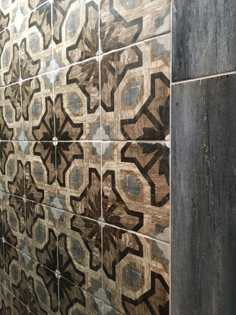 patterned tile in bath