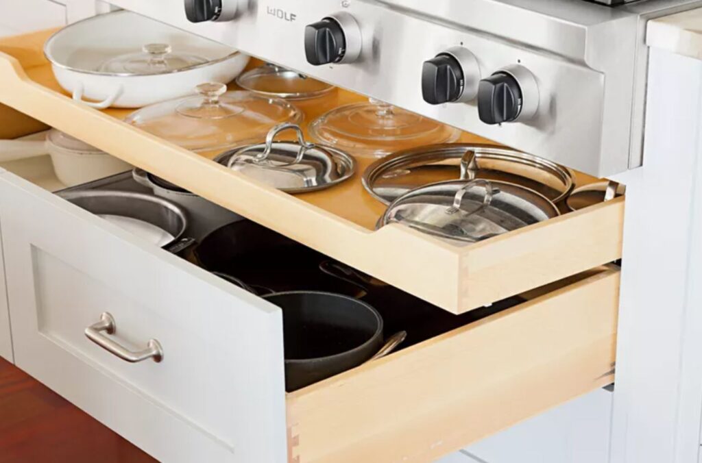 pull-out drawers for universal design in kitchens