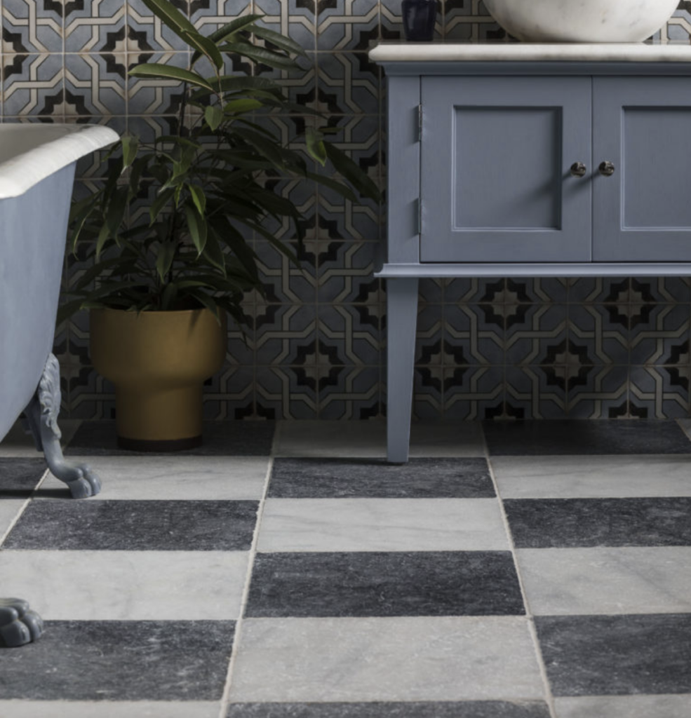 beautiful example of patterned tile in a bathroom