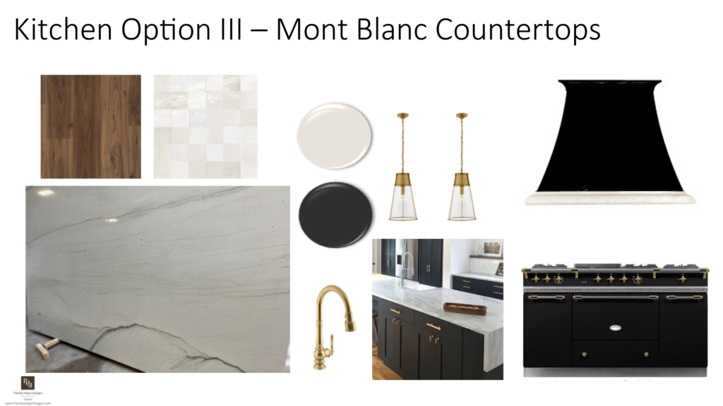 A mood board option III for the countertops and matching hardware